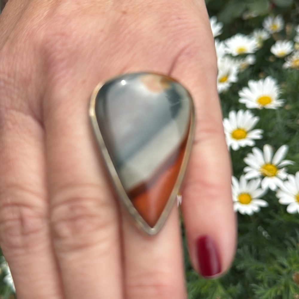 Ooac Polychrome Jasper Gemstone Statement Ring Ra… - image 3